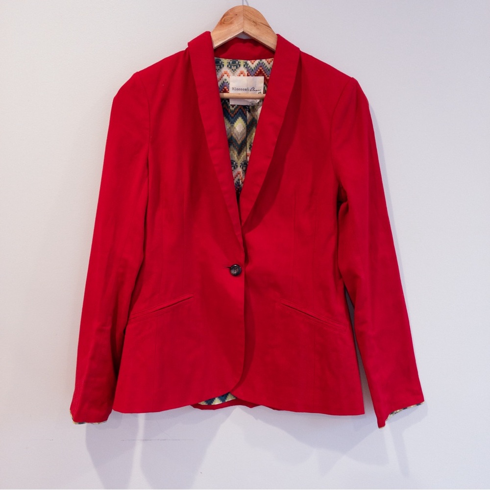 Blossom & Clover Red Lined Blazer Jacket Size Medium